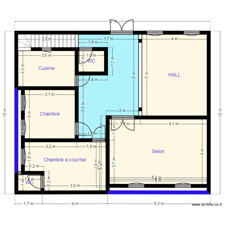 PL 10X12 CLIENT 30 47 10 80 H. Plan de 10 pièces et 100 m2