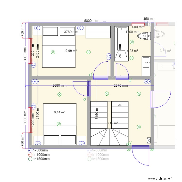 ЕБ 4 эл. Plan de 11 pièces et 97 m2