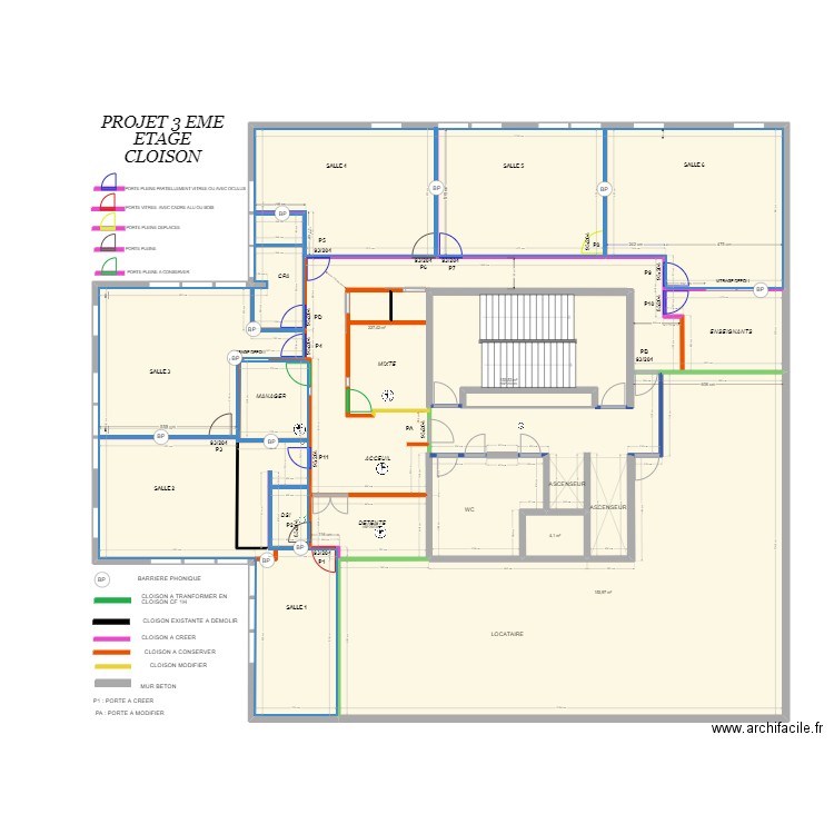 plan 3eme CLOISON. Plan de 6 pièces et 562 m2
