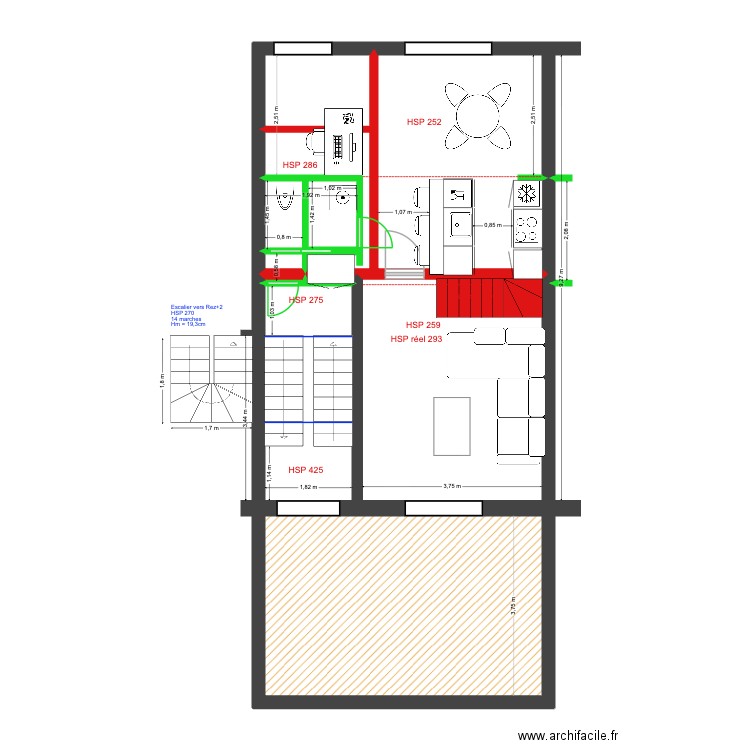 Mélèzes 82 Rez+2 Def Projet V2. Plan de 11 pièces et 71 m2