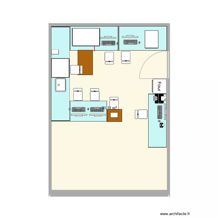 labo bact&eacute;rio echec. Plan de 1  et 31 m²