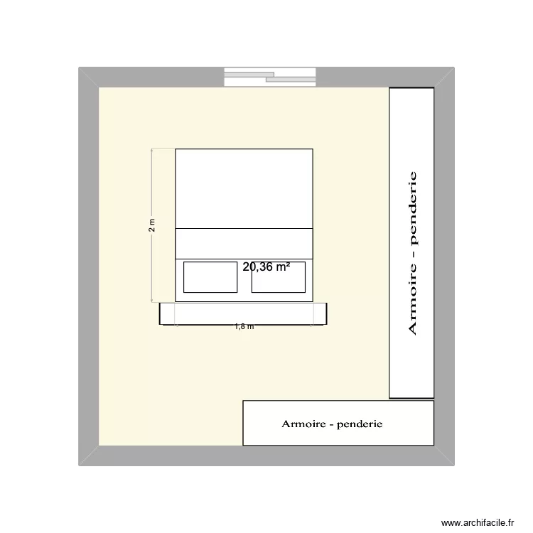 chambre. Plan de 1  et 20 m²