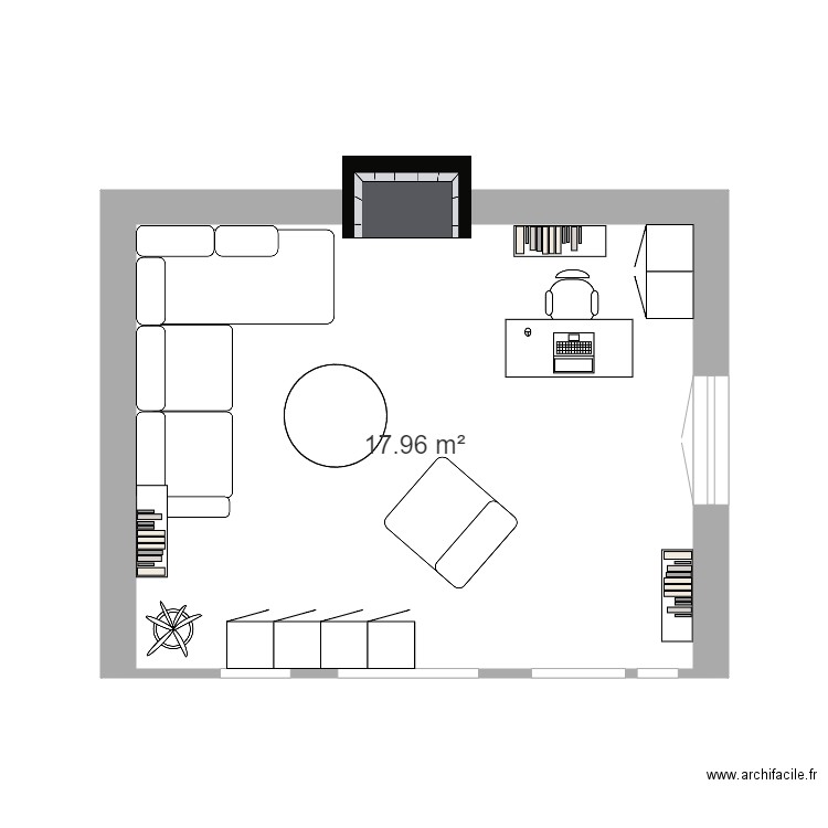 julia salon. Plan de 1 pièce et 18 m2