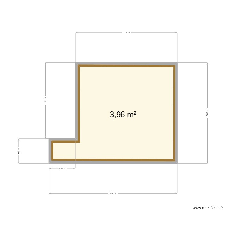 Enclos. Plan de 1 pièce et 4 m2