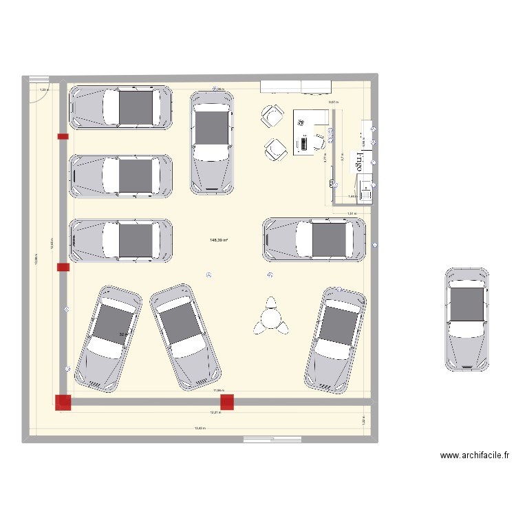 PEAL. Plan de 2 pièces et 180 m2