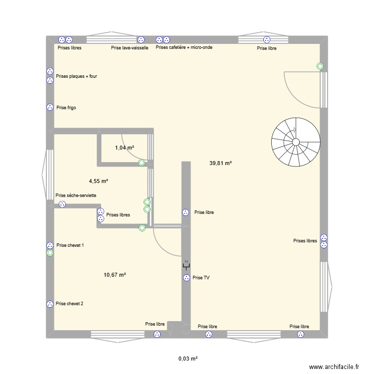 Maison Simonbis. Plan de 5 pièces et 56 m2
