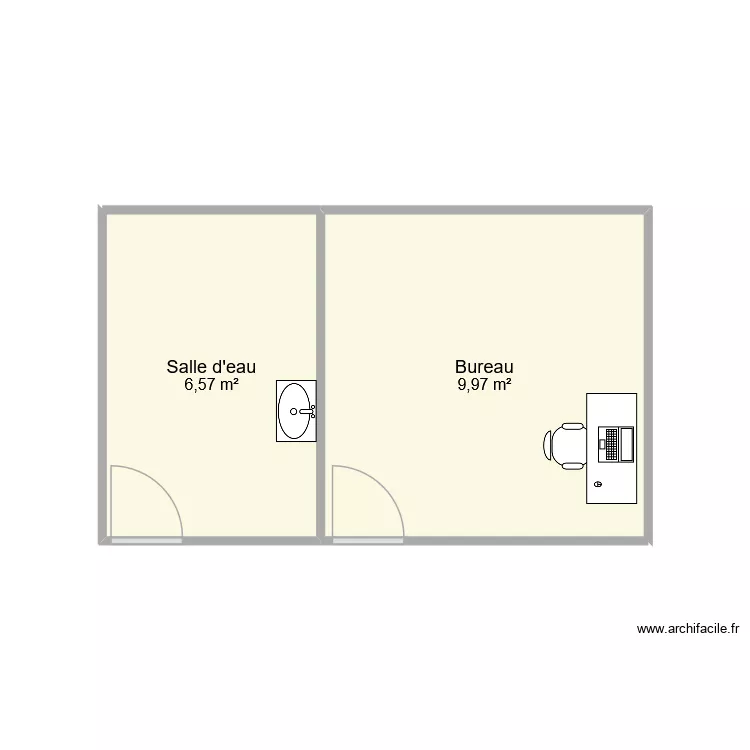 Existant (Thumerie). Plan de 2  et 17 m²