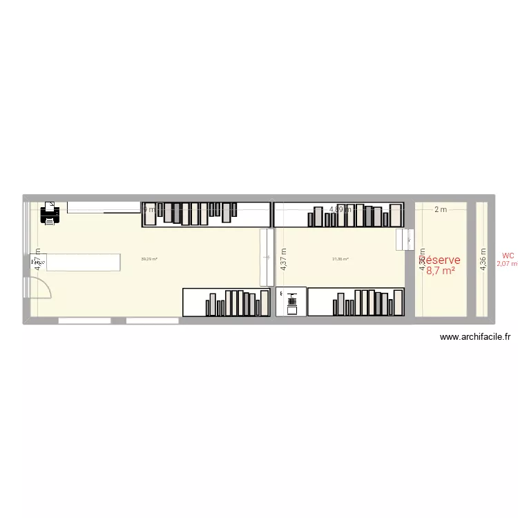 Tabac. Plan de 4  et 71 m²
