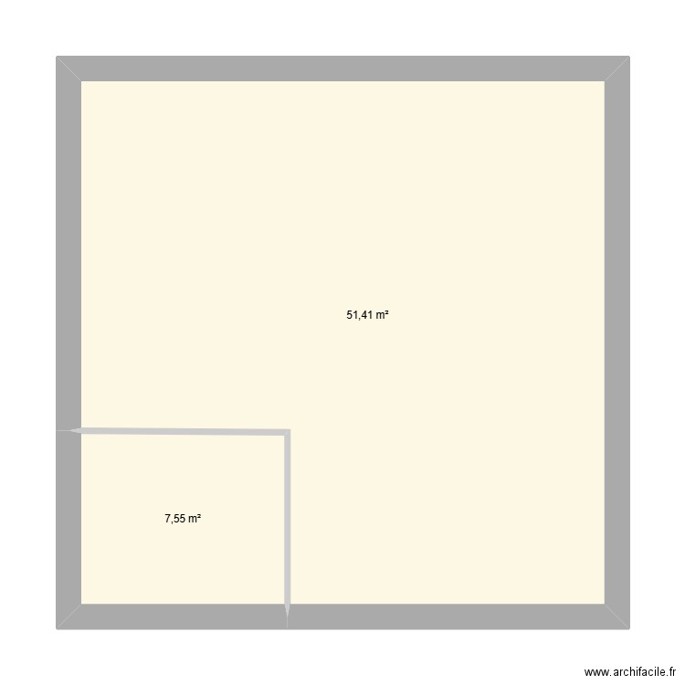 Dernier plan extension. Plan de 2 pièces et 59 m2