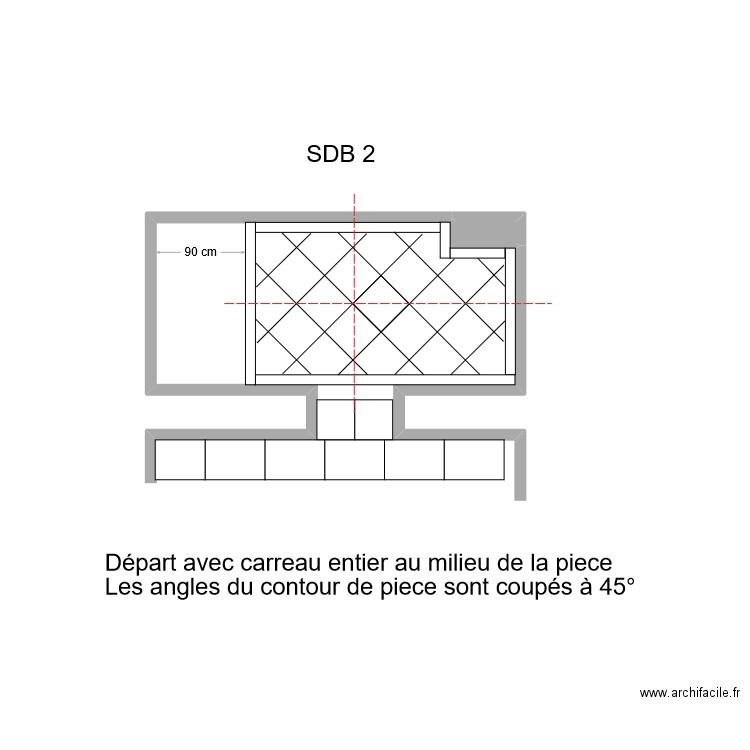 SDB 2 Calepinage. Plan de 1 pièce et 0 m2