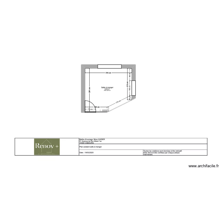 Plan HURIER existant Chambre. Plan de Plan HURIER existant Chambre. Plan de