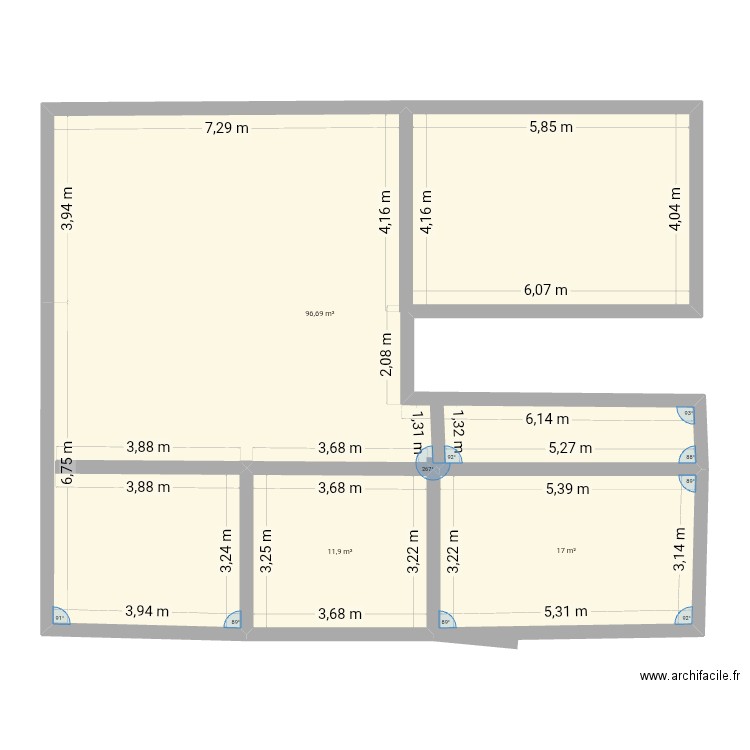 Maison Bois. Plan de 3 pièces et 126 m2