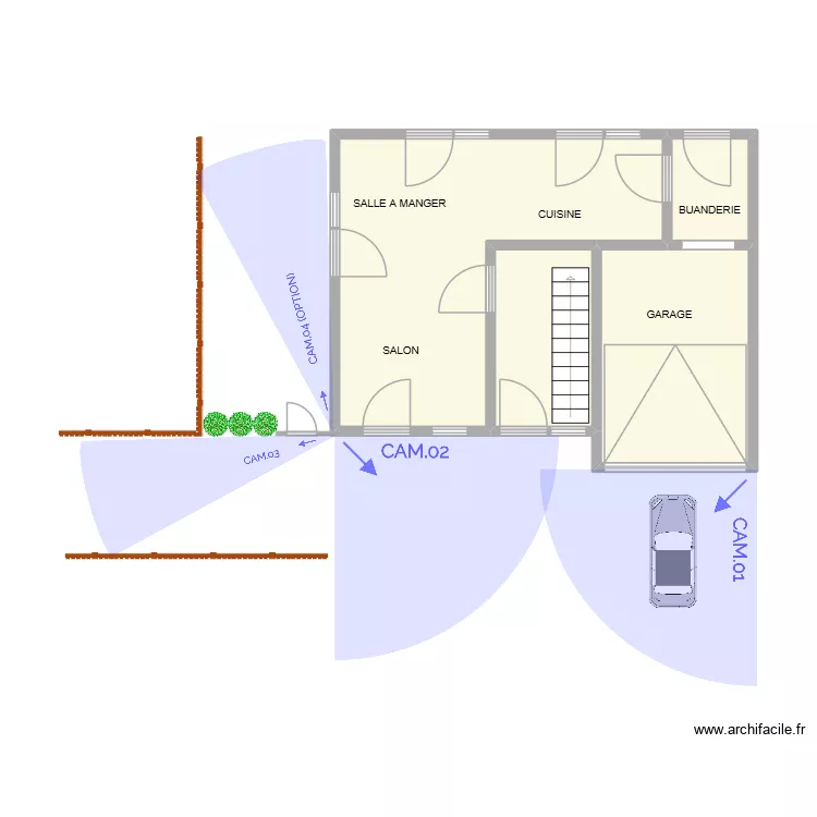 DELISE_cameras. Plan de 4 pièces et 34 m²