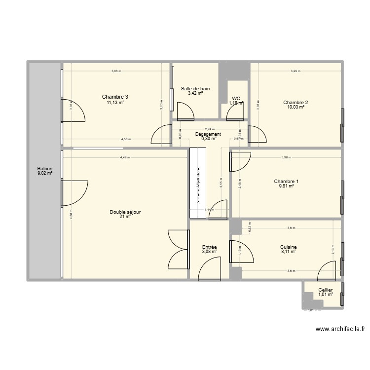 PRADAT. Plan de 16 pièces et 86 m2