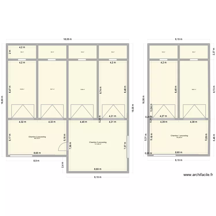 Frigo Korhogo. Plan de 13  et 417 m²