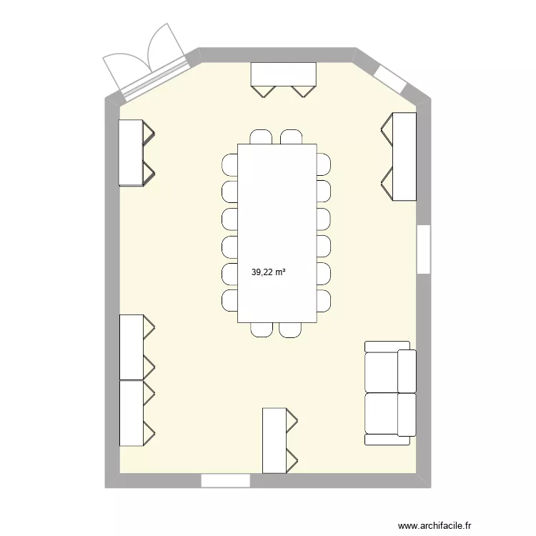 salle ado. Plan de 1  et 39 m²