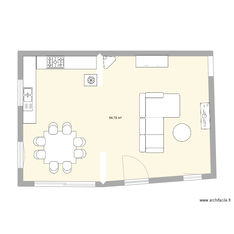 Salon Cuisine. Plan de 0 pièce et 0 m2