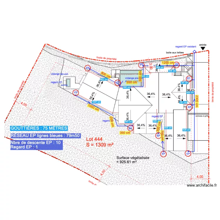 1 - R&eacute;seau EP lot 444. Plan de 