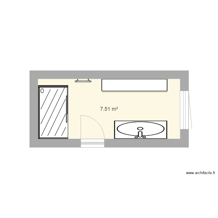 salle de bain rez de chaussée. Plan de 1 pièce et 8 m2