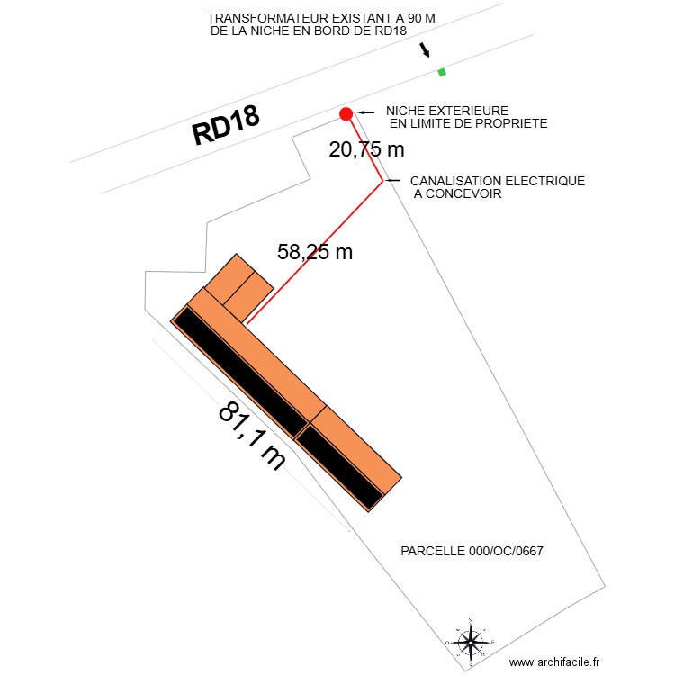 Plan de masse bernard Marty. Plan de 1 pièce et 1246 m2