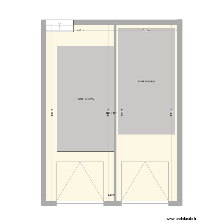 GARAGE. Plan de 1 pièce et 59 m2