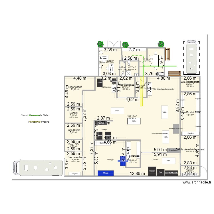 Plan Batiment Circuit Personnel. Plan de 18 pièces et 331 m2