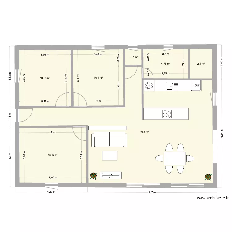 plan test toilette. Plan de 7  et 89 m²