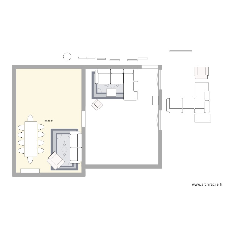 Plan bureaux angle. Plan de 1 pièce et 35 m2