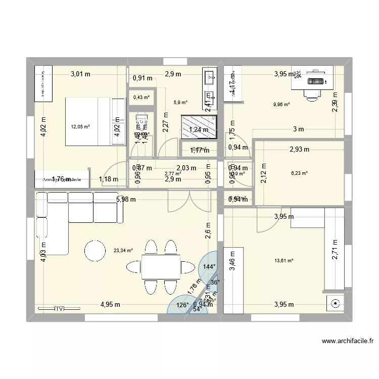 ESPAGNOL DUPLEX. Plan de 13  et 78 m²