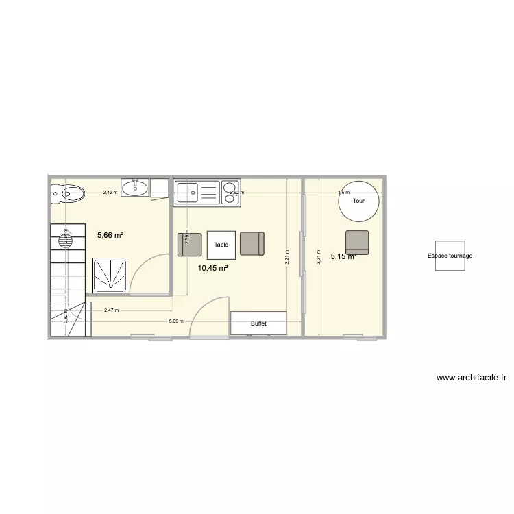 Studio V3. Plan de 3 et 21 m² Studio V3. Plan de 3 et 21 m²