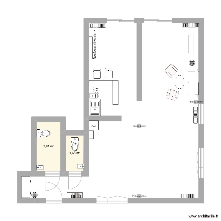 Cyber seniors. Plan de 2 pièces et 5 m2