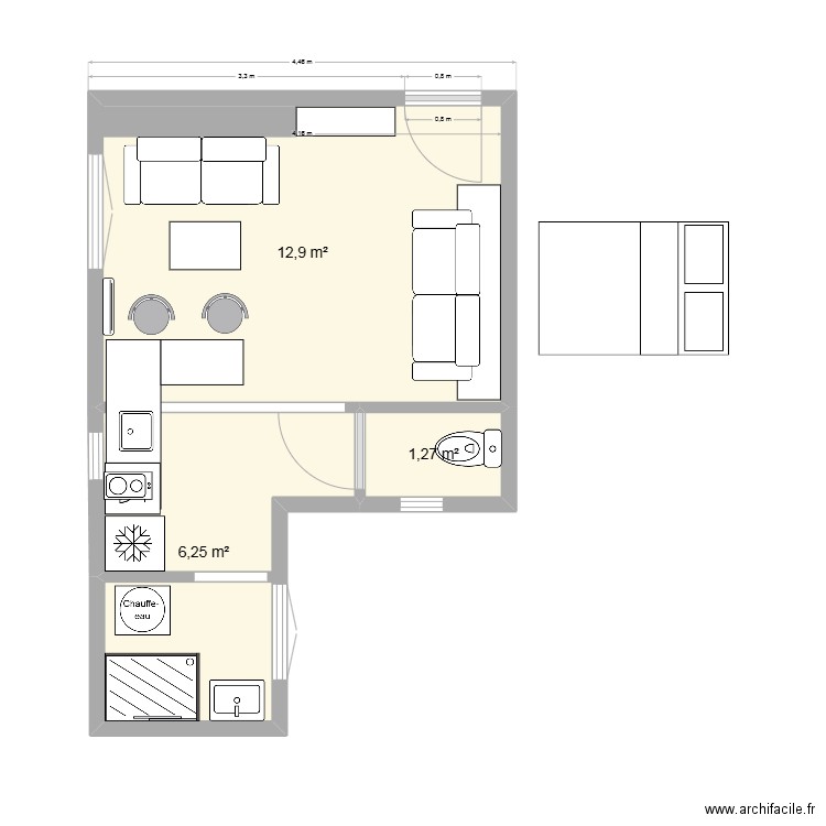 98 versailles_V5. Plan de 3 pièces et 20 m2