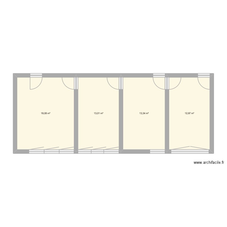 Bureaux. Plan de 4 pièces et 57 m2