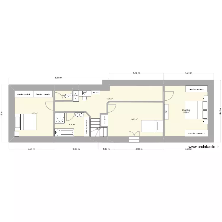 Saint August &eacute;tage 2. Plan de 8 pièces et 68 m²