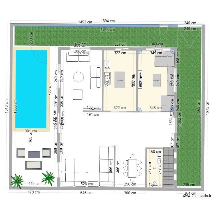 Villa SI. Plan de 3 pièces et 46 m2