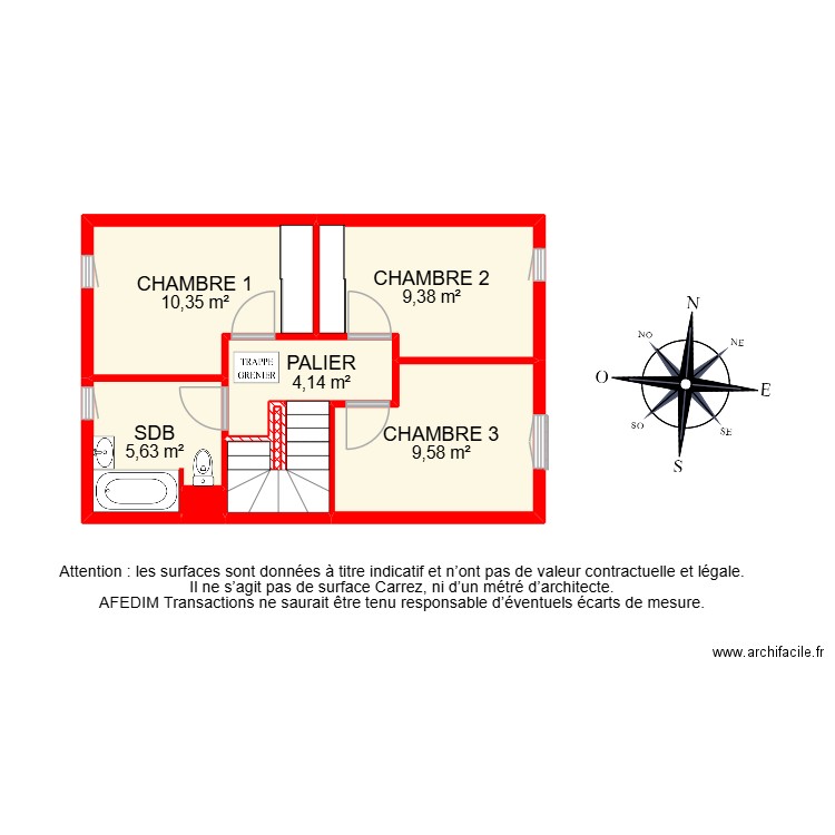 BI 30987. Plan de 14 pièces et 102 m2