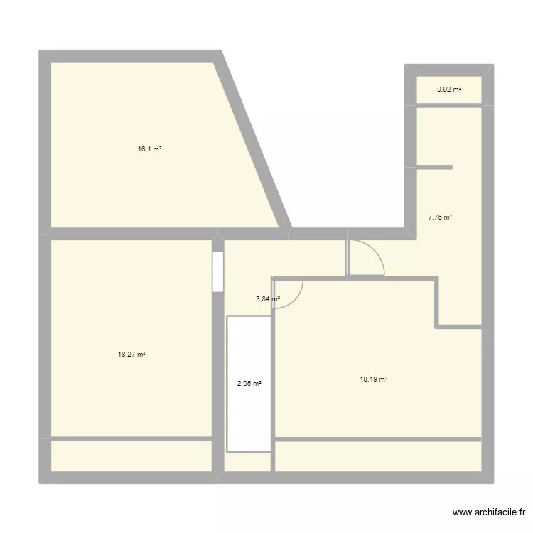 Etage. Plan de 7  et 68 m²