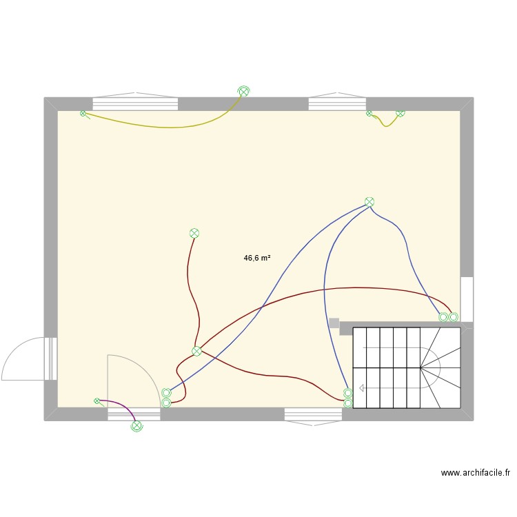 p elec. Plan de 1 pièce et 47 m2