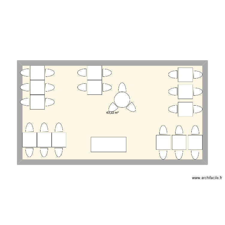 terrasse bâtiment. Plan de 1 pièce et 43 m2