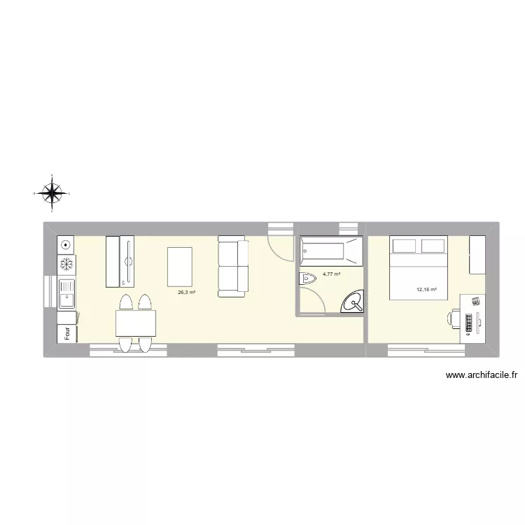 maison. Plan de 3  et 43 m²