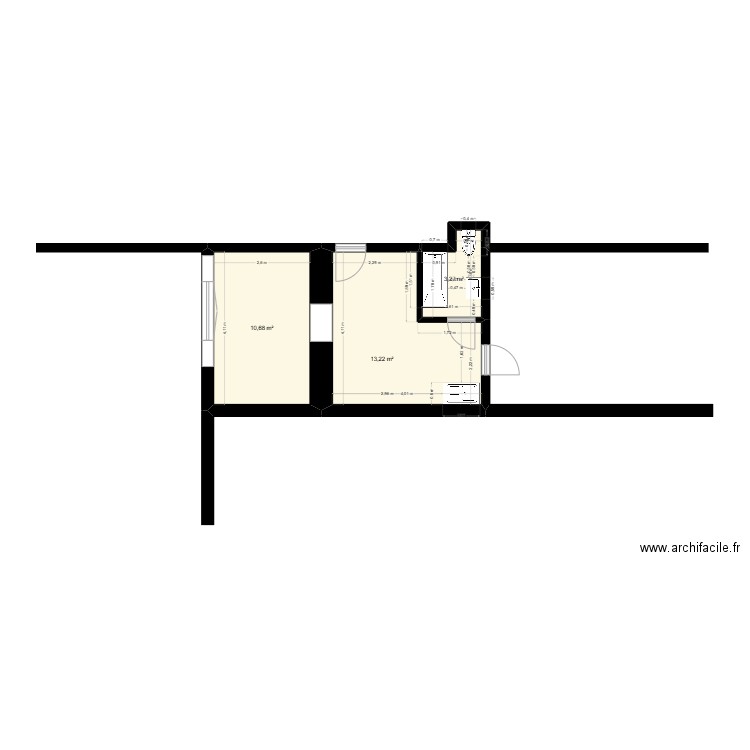 LAROUQUIE. Plan de 3 pièces et 27 m2