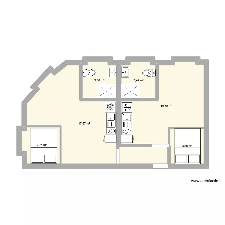 Santa fe 1 v2. Plan de 6  et 45 m²