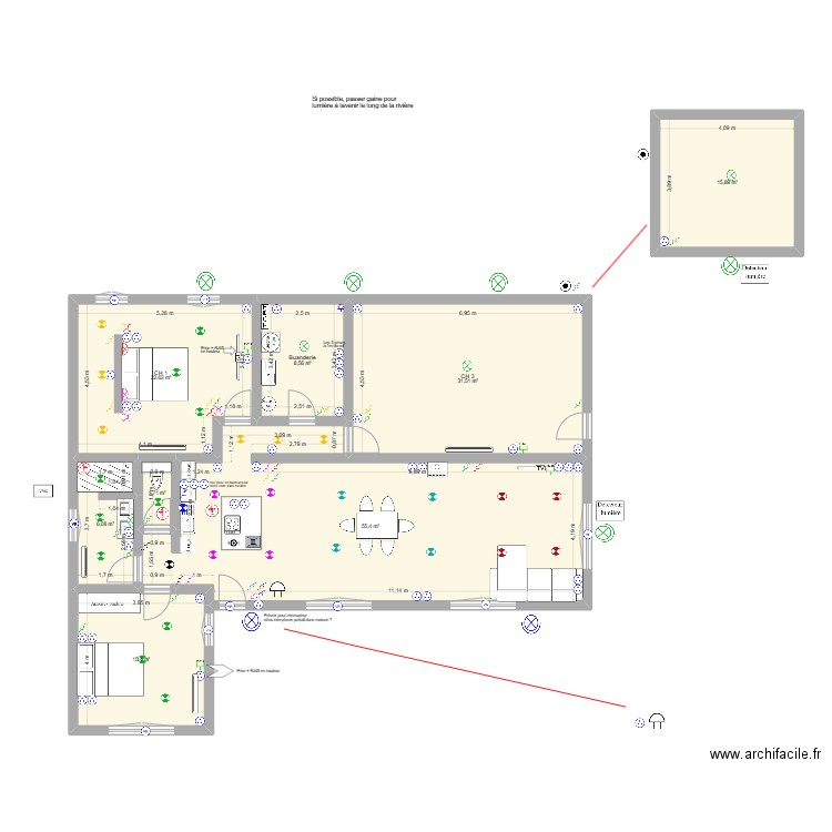 Maison Laurine bis. Plan de 8 pièces et 157 m2