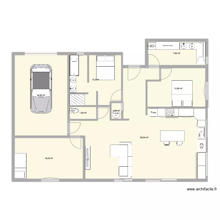 Plan 7 Pi&egrave;ces 133m&sup2; Vincent LAURENT. Plan de 8  et 133 m²