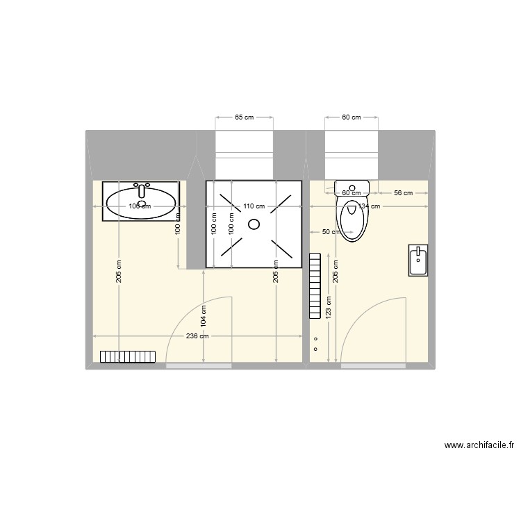 Montariol P2. Plan de 2 pièces et 7 m2