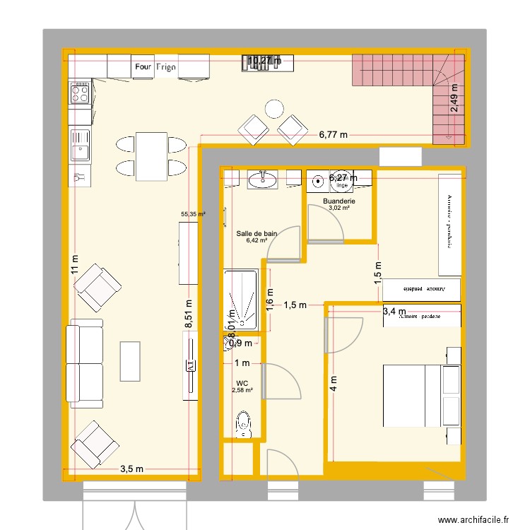 DESSE V2. Plan de 7 pièces et 169 m2
