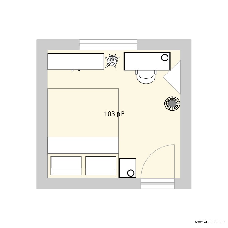 chambre devoir. Plan de 1 pièce et 10 m2