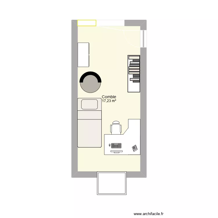 Chb I. Plan de 1 Pièce et 17 m² Chb I. Plan de 1 Pièce et 17 m²