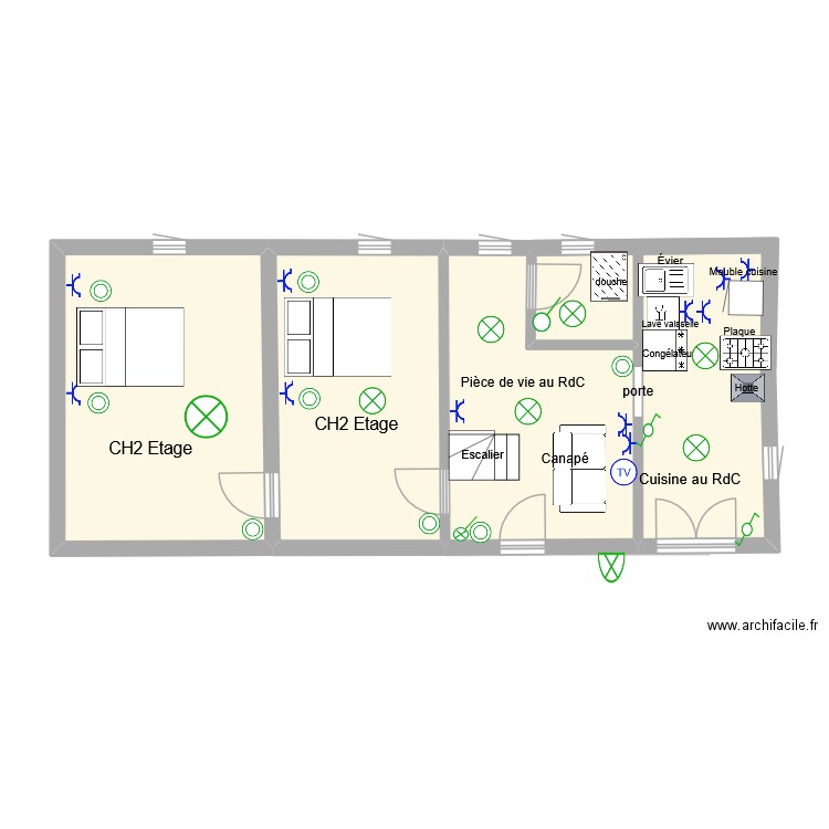 Maison LC. Plan de 7 pièces et 107 m2