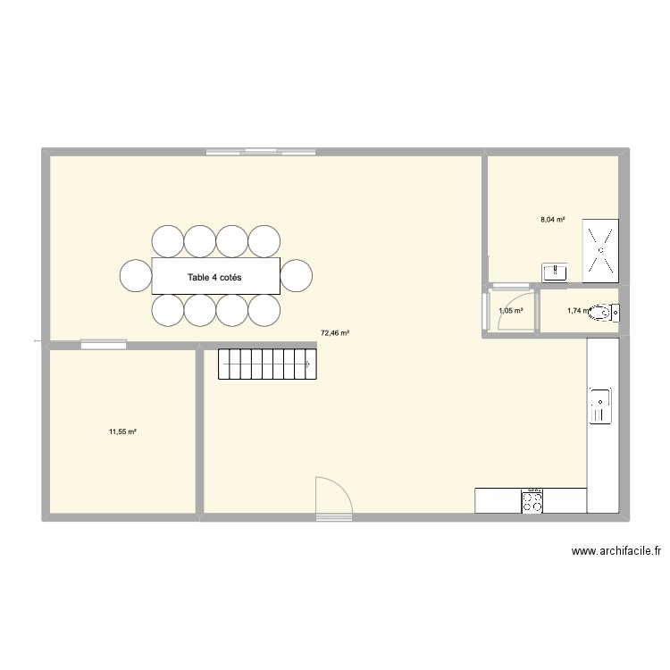v1 plan maison (cuisine à droite). Plan de 0 pièce et 0 m2